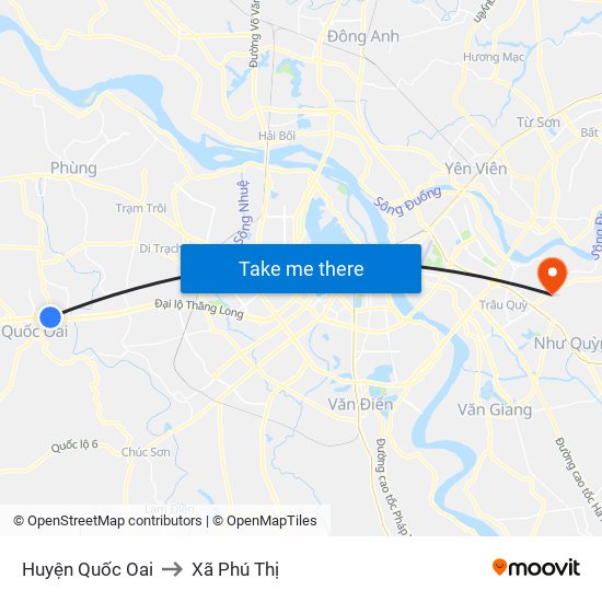 Huyện Quốc Oai to Xã Phú Thị map