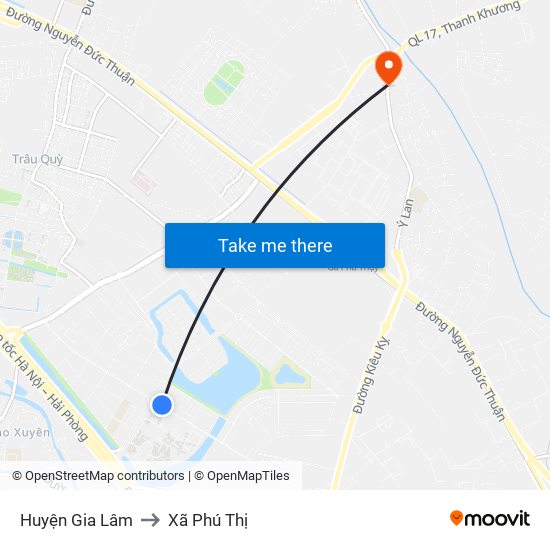 Huyện Gia Lâm to Xã Phú Thị map