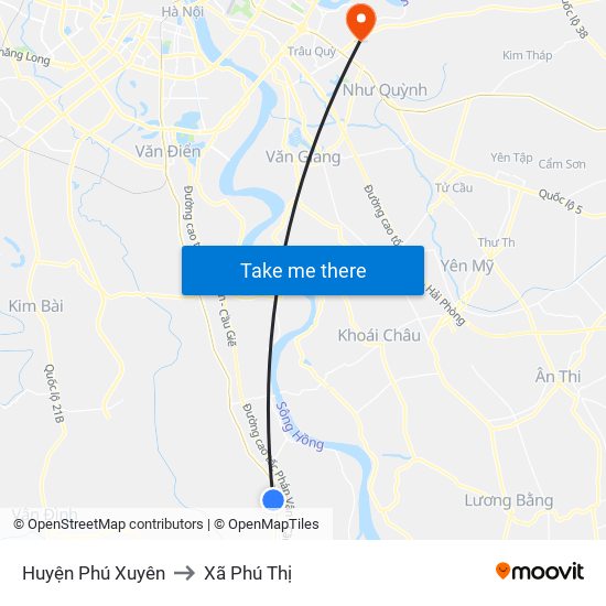 Huyện Phú Xuyên to Xã Phú Thị map