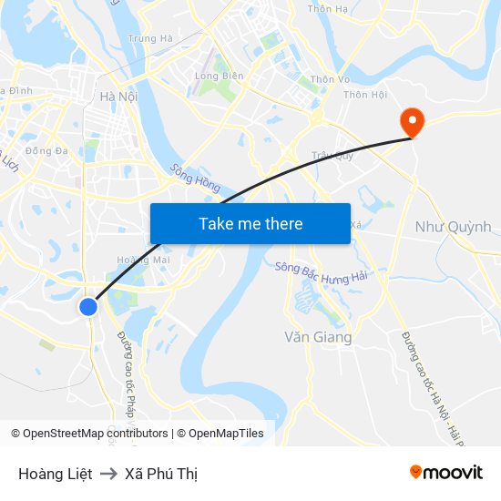 Hoàng Liệt to Xã Phú Thị map