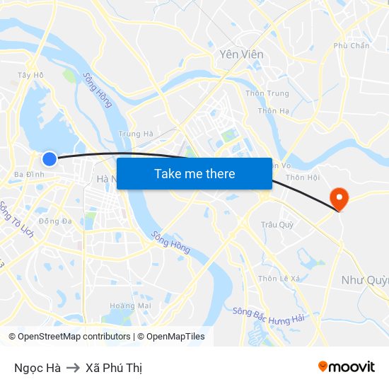 Ngọc Hà to Xã Phú Thị map
