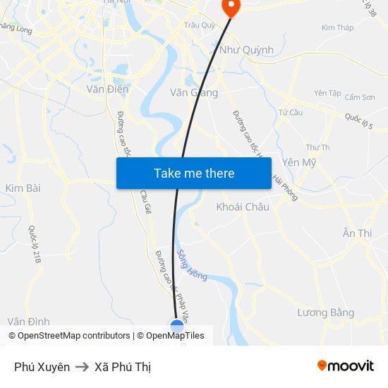 Phú Xuyên to Xã Phú Thị map