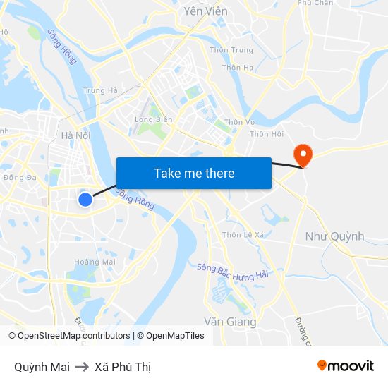 Quỳnh Mai to Xã Phú Thị map
