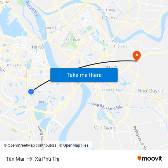 Tân Mai to Xã Phú Thị map