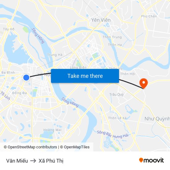 Văn Miếu to Xã Phú Thị map