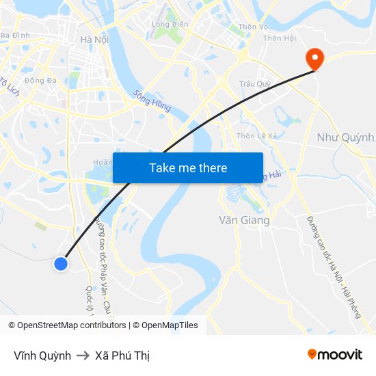 Vĩnh Quỳnh to Xã Phú Thị map