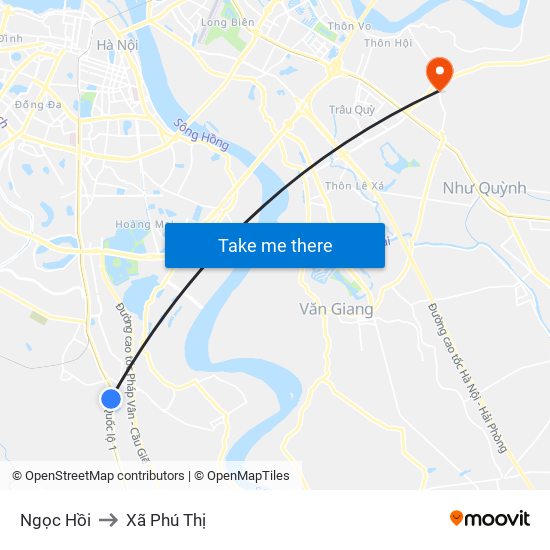 Ngọc Hồi to Xã Phú Thị map