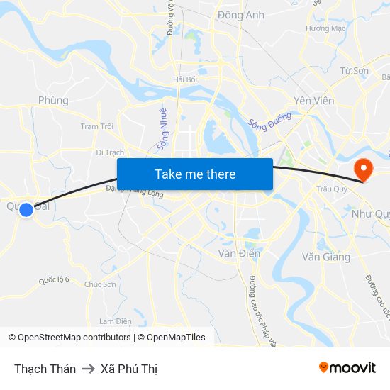 Thạch Thán to Xã Phú Thị map