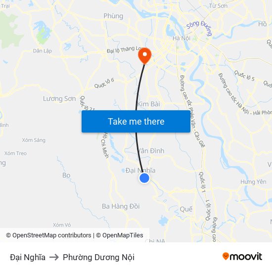 Đại Nghĩa to Phường Dương Nội map