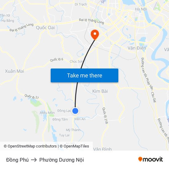 Đồng Phú to Phường Dương Nội map