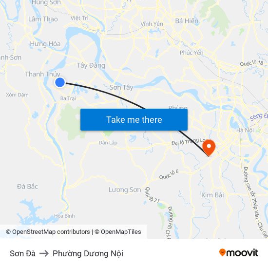 Sơn Đà to Phường Dương Nội map