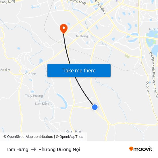 Tam Hưng to Phường Dương Nội map