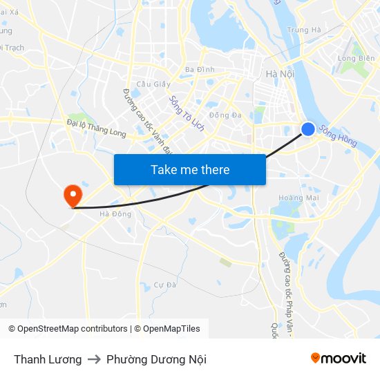 Thanh Lương to Phường Dương Nội map