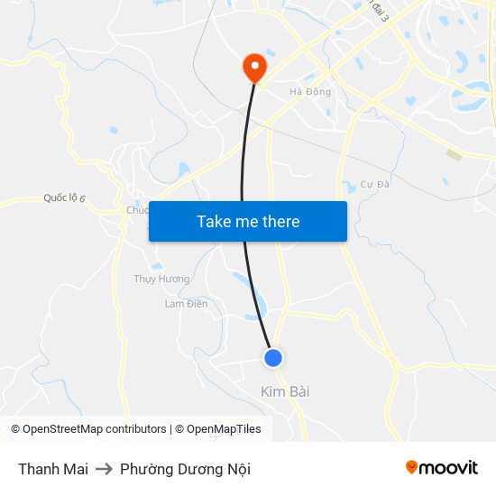 Thanh Mai to Phường Dương Nội map