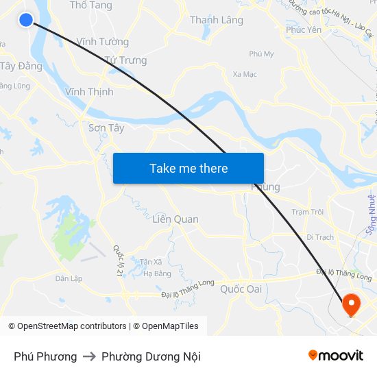 Phú Phương to Phường Dương Nội map