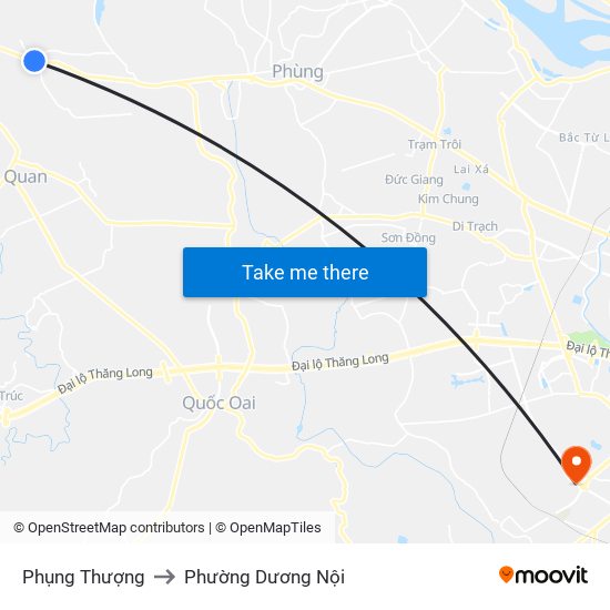 Phụng Thượng to Phường Dương Nội map