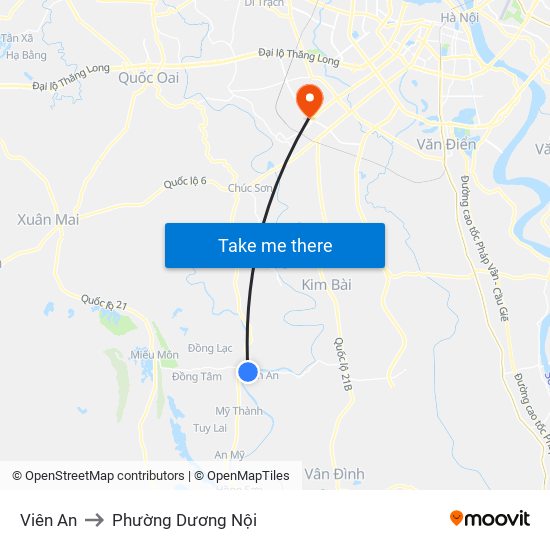 Viên An to Phường Dương Nội map