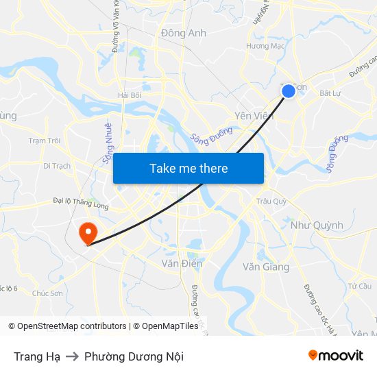 Trang Hạ to Phường Dương Nội map