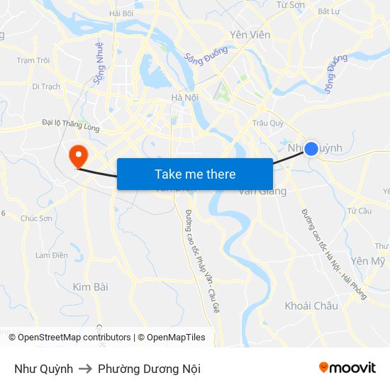 Như Quỳnh to Phường Dương Nội map