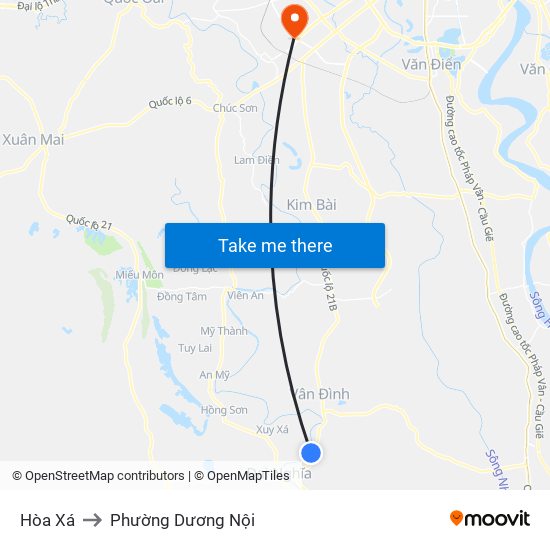 Hòa Xá to Phường Dương Nội map