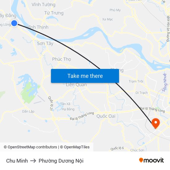 Chu Minh to Phường Dương Nội map