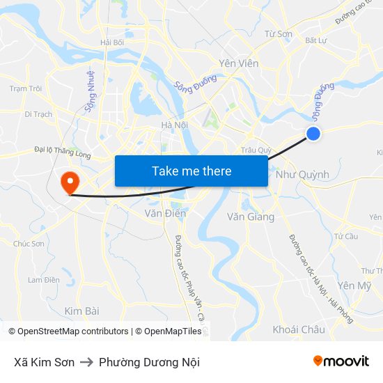 Xã Kim Sơn to Phường Dương Nội map