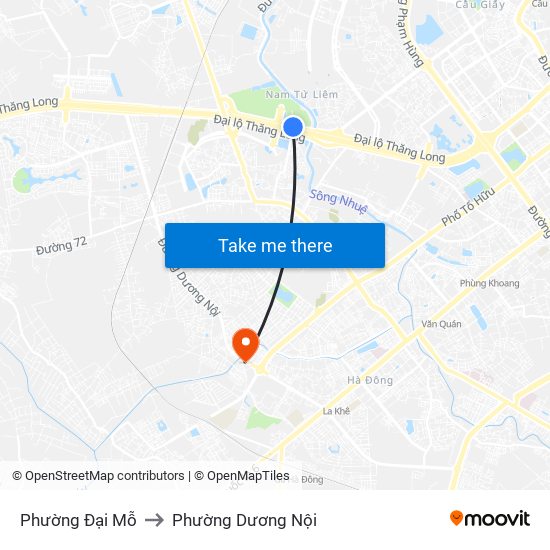 Phường Đại Mỗ to Phường Dương Nội map