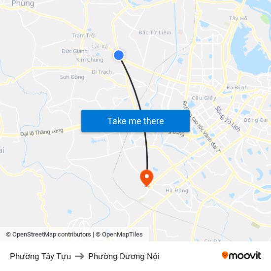 Phường Tây Tựu to Phường Dương Nội map