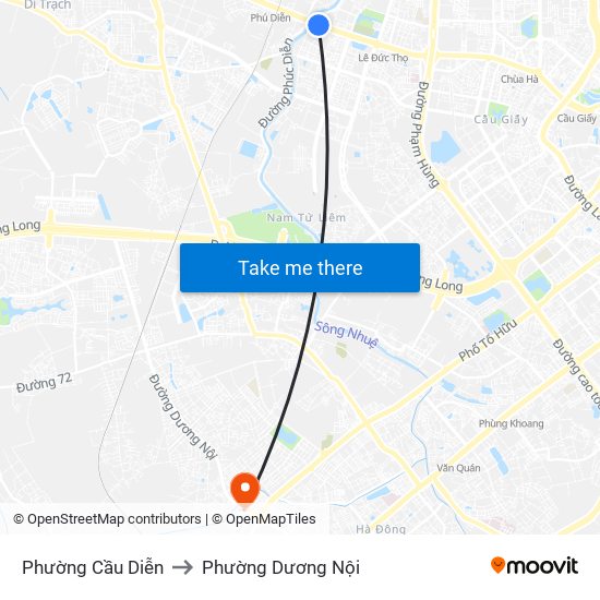 Phường Cầu Diễn to Phường Dương Nội map