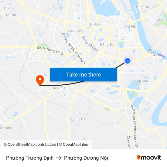 Phường Trương Định to Phường Dương Nội map