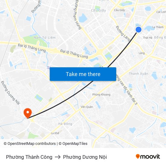 Phường Thành Công to Phường Dương Nội map