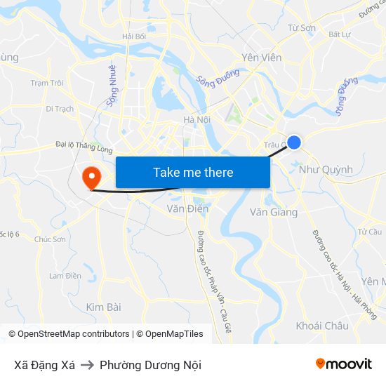 Xã Đặng Xá to Phường Dương Nội map