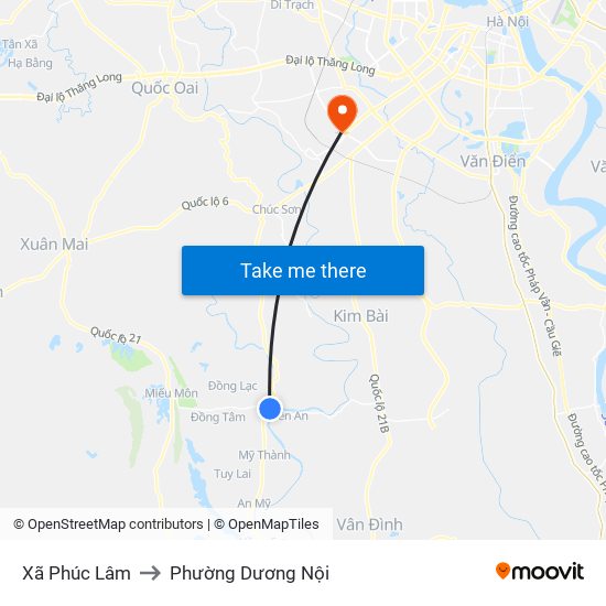 Xã Phúc Lâm to Phường Dương Nội map
