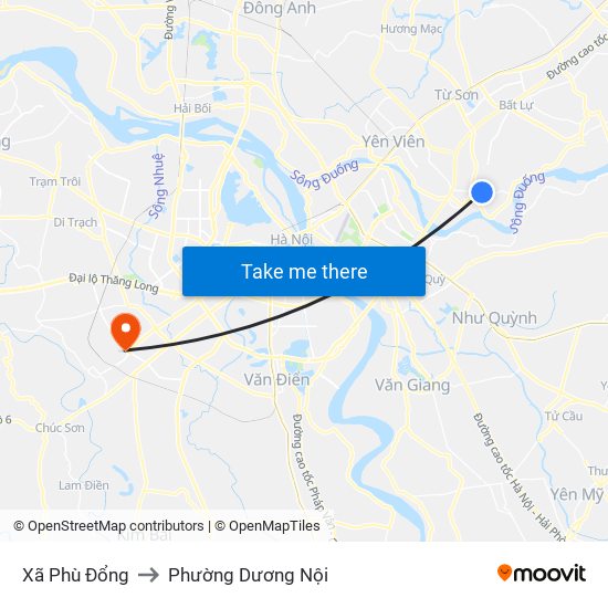 Xã Phù Đổng to Phường Dương Nội map