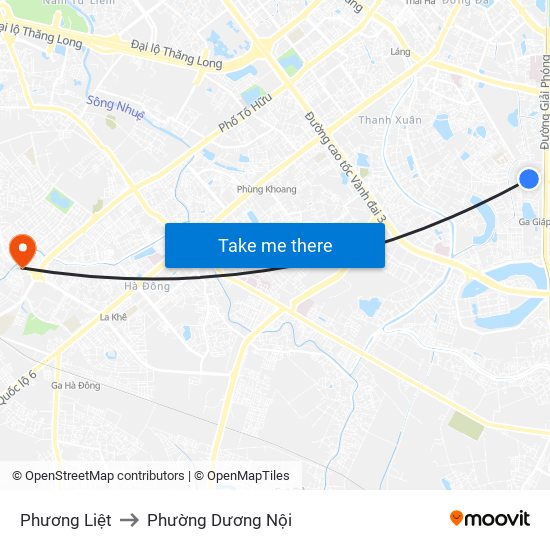 Phương Liệt to Phường Dương Nội map