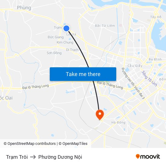 Trạm Trôi to Phường Dương Nội map