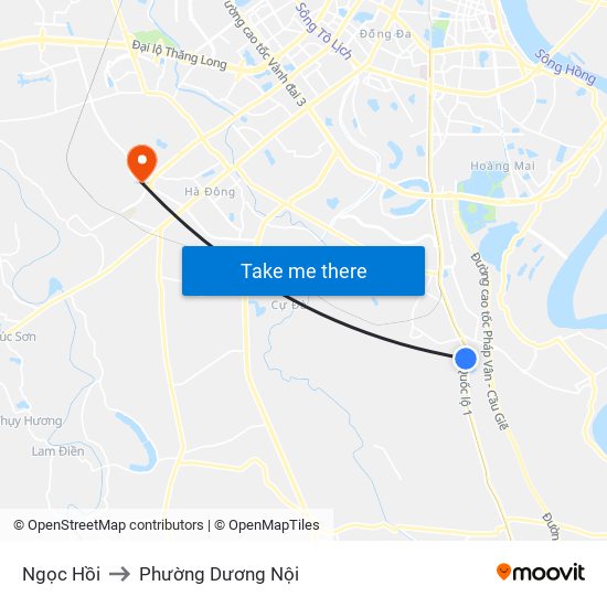 Ngọc Hồi to Phường Dương Nội map