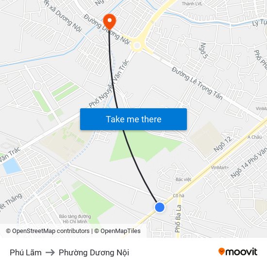 Phú Lãm to Phường Dương Nội map