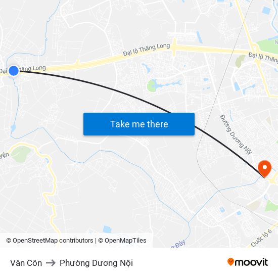 Vân Côn to Phường Dương Nội map