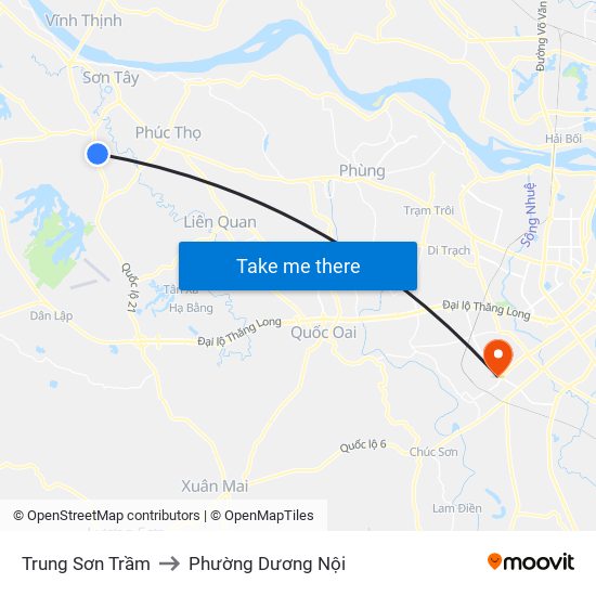 Trung Sơn Trầm to Phường Dương Nội map