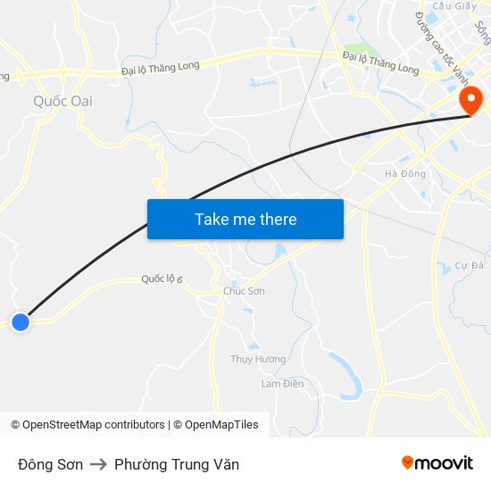 Đông Sơn to Phường Trung Văn map