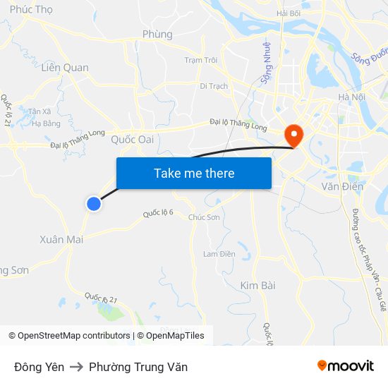 Đông Yên to Phường Trung Văn map