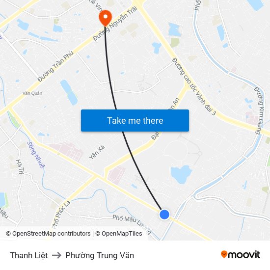 Thanh Liệt to Phường Trung Văn map