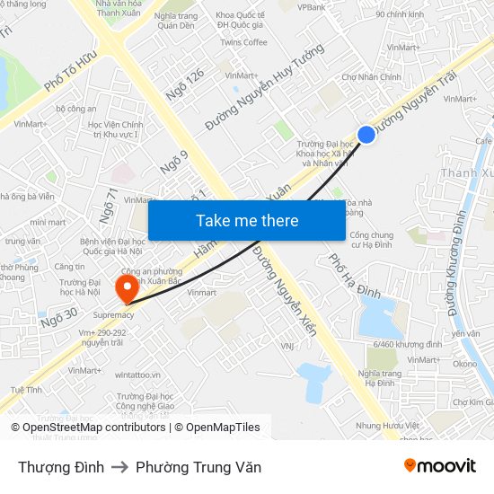 Thượng Đình to Phường Trung Văn map