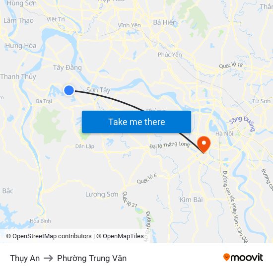 Thụy An to Phường Trung Văn map