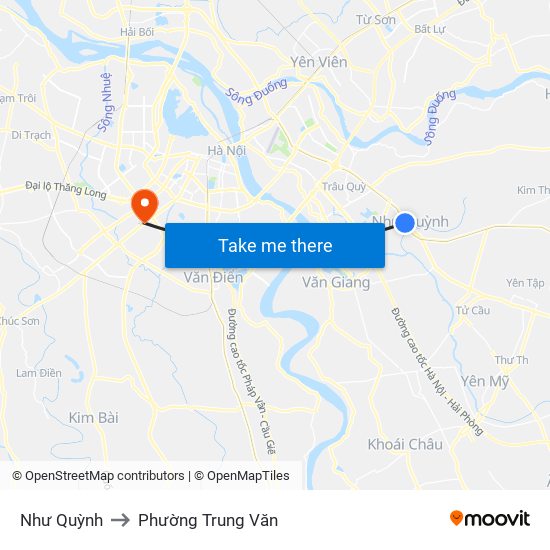 Như Quỳnh to Phường Trung Văn map