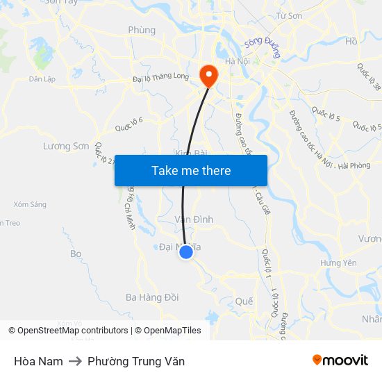 Hòa Nam to Phường Trung Văn map