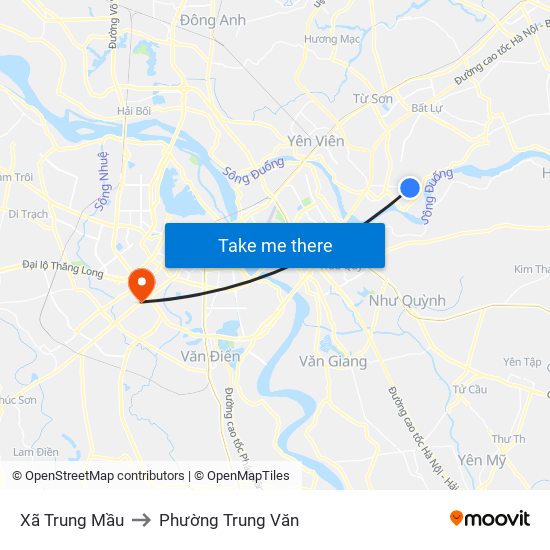 Xã Trung Mầu to Phường Trung Văn map