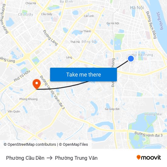 Phường Cầu Dền to Phường Trung Văn map