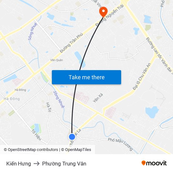 Kiến Hưng to Phường Trung Văn map